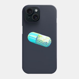 Blue Holographic Capsule On Chartreuse background Phone Case