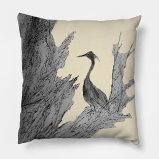 Grayscale blue heron Pillow