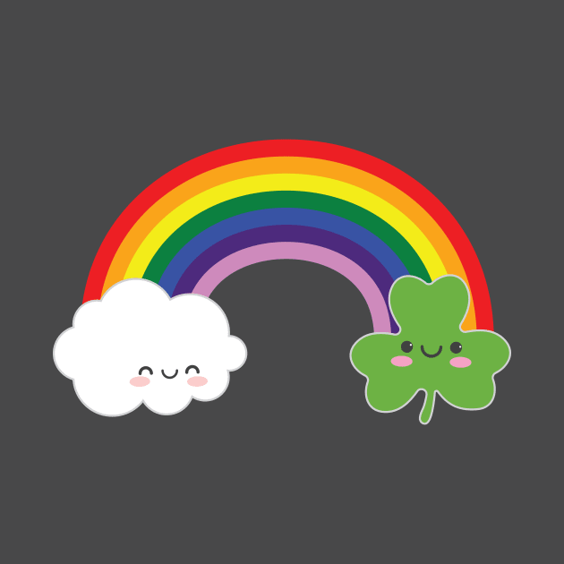 Rainbow kawaii shamrock saint Patrick's day by WAADESIGN