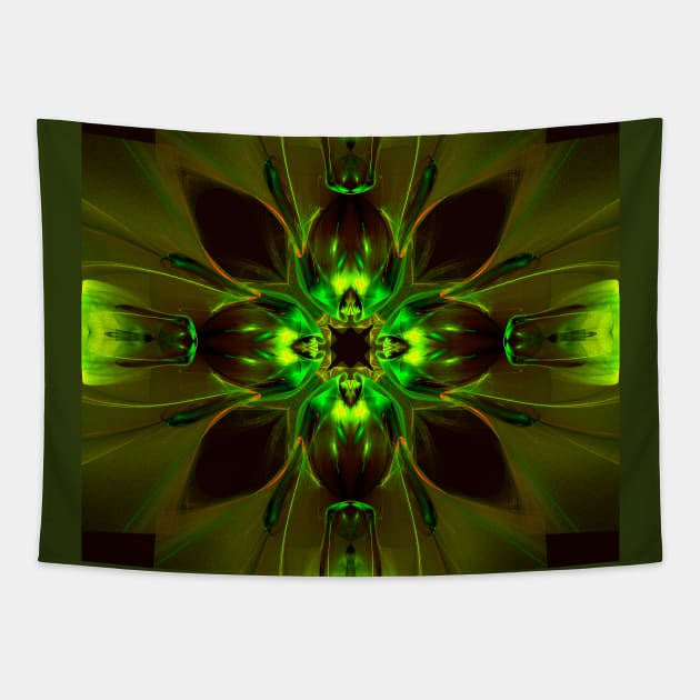 Kaleidoscope Neon Green Tapestry by ArtlyStudio