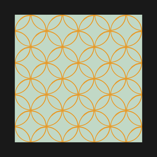 Orange and Mint Linked Circles by WalkSimplyArt