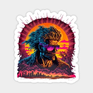 Synthwave Sun Zombie Driver Magnet