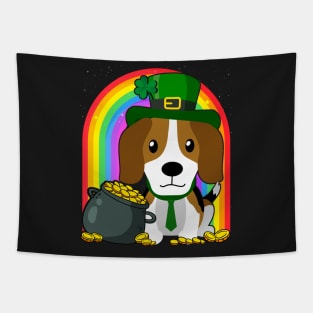 Beagle Rainbow Irish Clover St Patrick Day Dog Gift graphic Tapestry