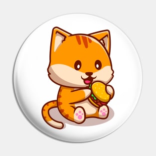 Cute Cat Eating Burger Pin