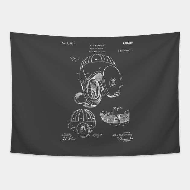 Football Helmet Patent - Sports Fan Football Player Art - Antique Tapestry by patentpress