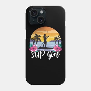 SUP Girl Paddle Boarding Paddle Board Vintage Sunset Girls Phone Case