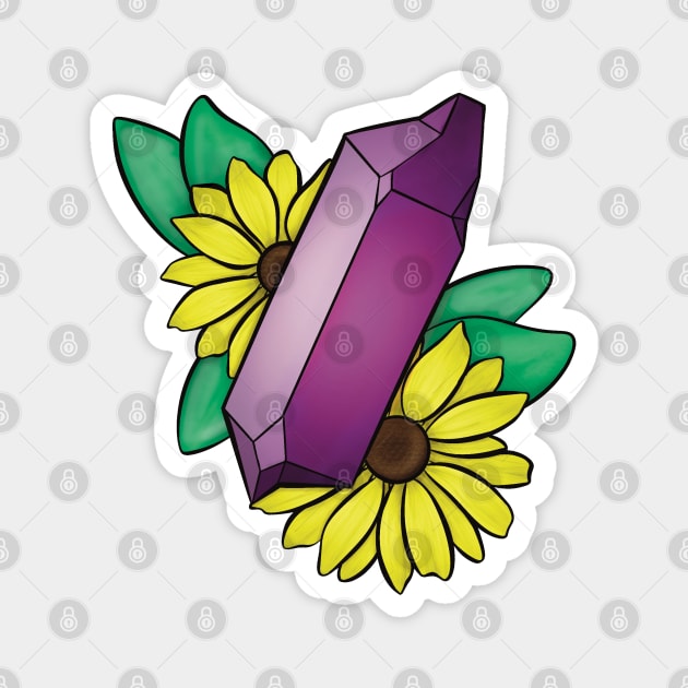 Amethyst and Yellow Flowers Magnet by Gwenpai