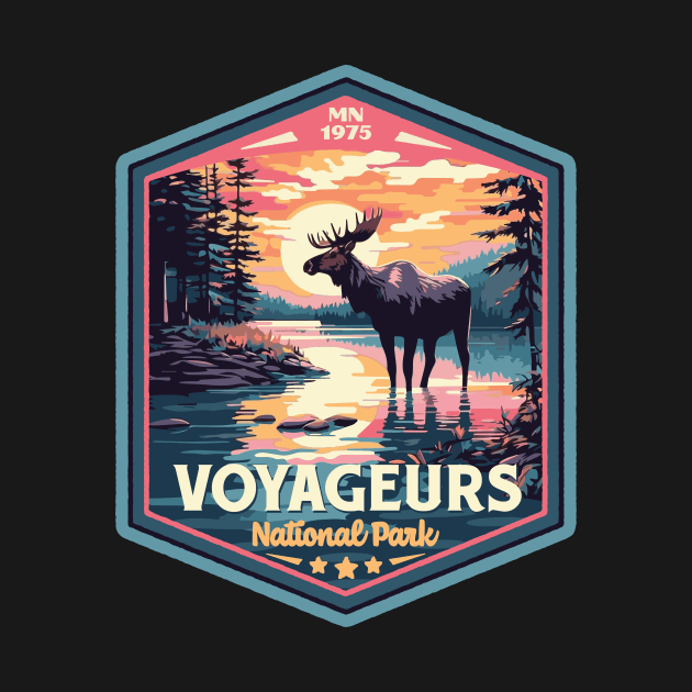 Voyageurs National Park Vintage WPA Style Outdoor Badge by GIANTSTEPDESIGN