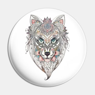 Wolf Mandala Pin