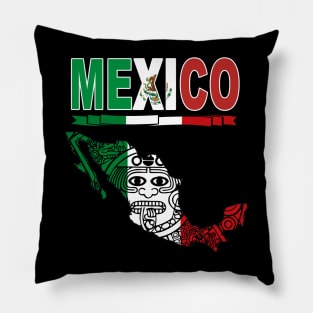 Playera Mexico Calendario Azteca en silueta del pais mexico Pillow