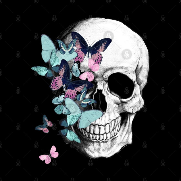 Skull and butterflies, sugar skulls and butterfly by Collagedream