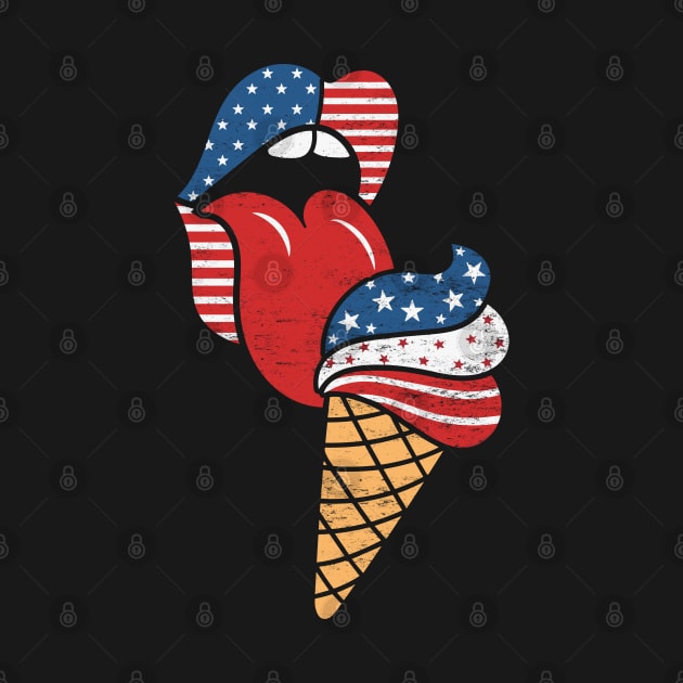 Patriotic American Flag Lips and Summer Stars & Stripes Ice Cream by TwistedCharm