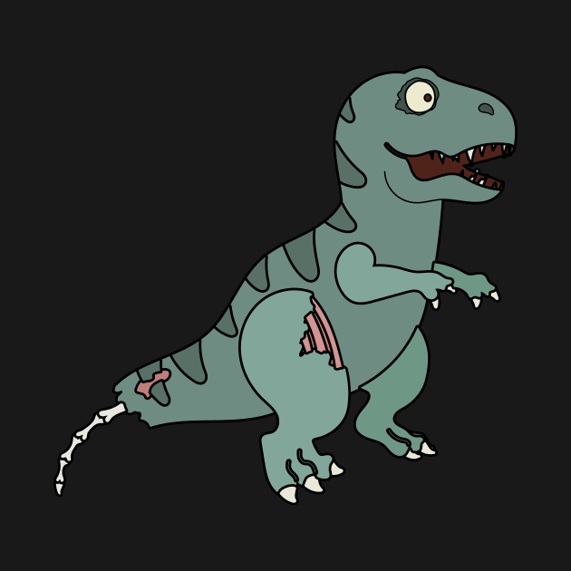 Zombie Dinosaur Cartoon // Funny Halloween Zombie T-Rex by SLAG_Creative