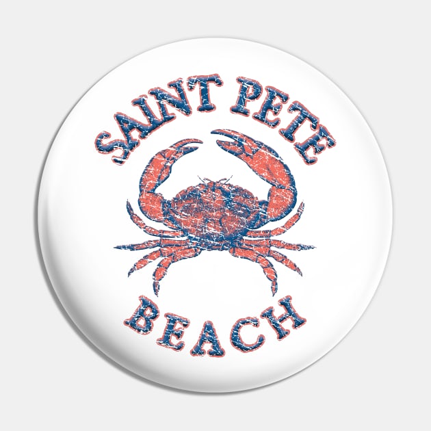 Saint Pete Beach, Florida, with Stone Crab on Wind Rose (Two-Sided) Pin by jcombs