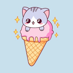 Super Cute Baby Kitty Cat In An Ice Cream T-Shirt