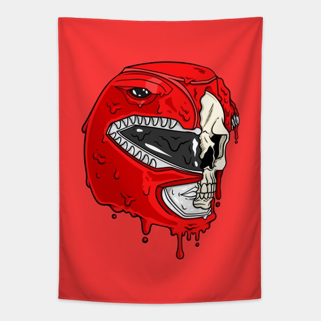 Red Half Skull Ranger Tapestry by CalebLindenDesign
