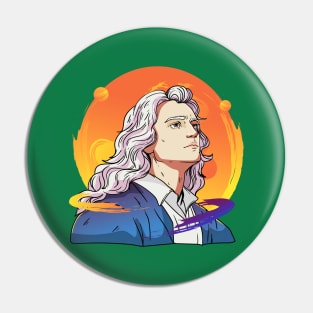 Isaac Newton Hand Drawn Pin