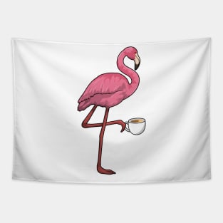 Flamingo with Cup of Coffee Tapestry