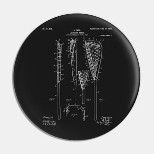 Lacrosse Stick Patent - Lacrosse Player Art - Black Chalkboard Pin