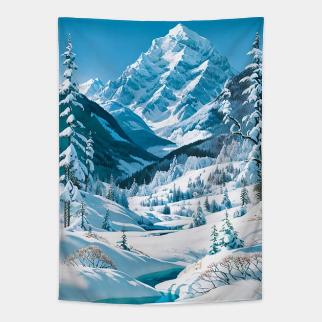 Pine Trees in a Winter Forest Tapestry by CursedContent