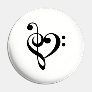 I love music, treble heart Pin