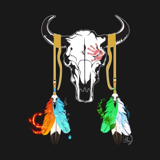 Bison Skull n' Elemental Feathers T-Shirt