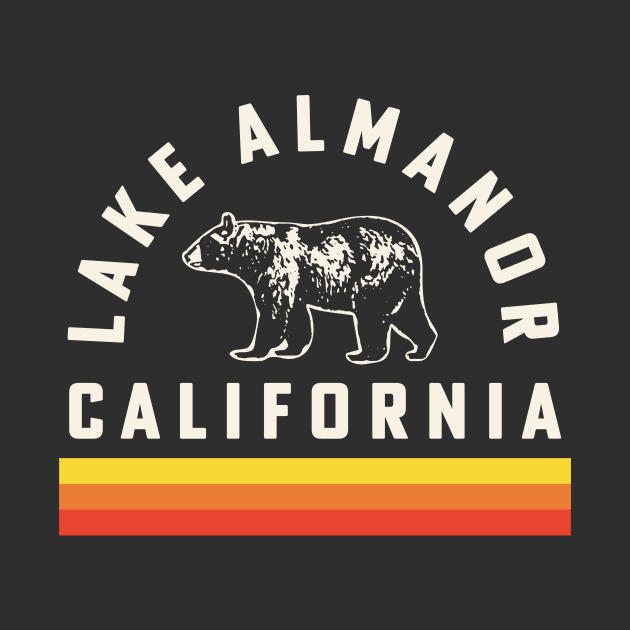 Lake Almanor California Souvenir Bear Retro Vintage Stripes by PodDesignShop