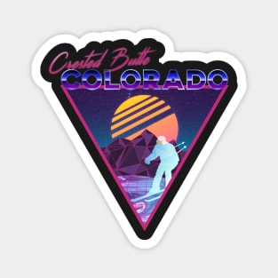 Retro Vaporwave Ski Mountain | Crested Butte Colorado | Shirts, Stickers, and More! Magnet