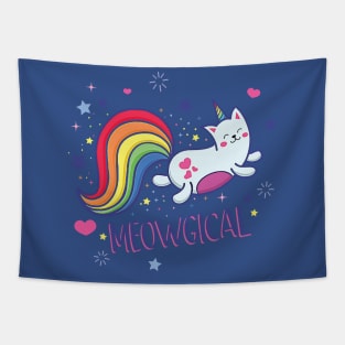 Meowgical Magical Rainbow Kitty Cat Unicorn 1 Tapestry