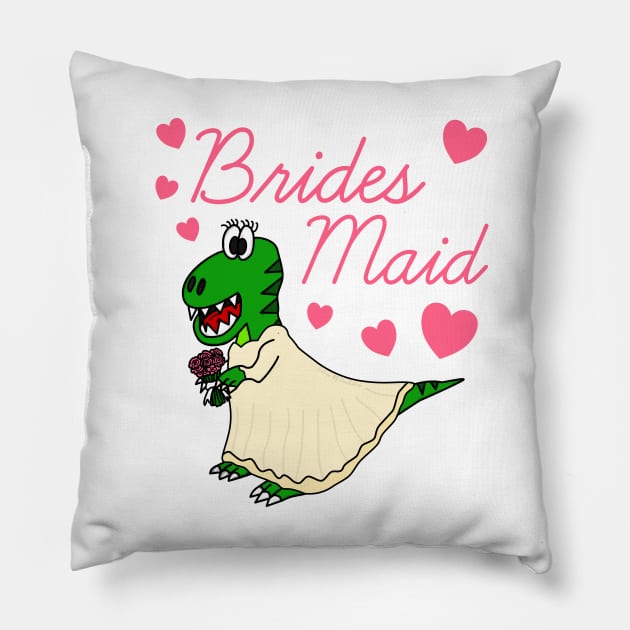 Bridesmaid Dinosaur Funny Bachelorette Party Wedding Pillow by doodlerob