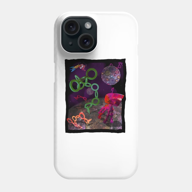 Space Collage with Robot and Rockets Phone Case by davidscohen