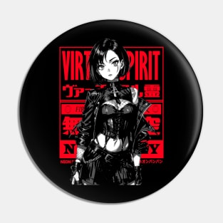 Cyberpunk Anime Girl Dark Techno Style Goth Japanese Fashion #3 Pin