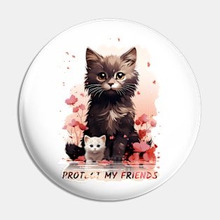 KItty Kitten Lover Protect Heart Love Tribute - band love music valentine Cat Lover Pin