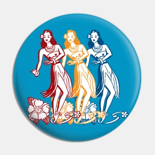 Hula Dancer Tri-Color Design Pin