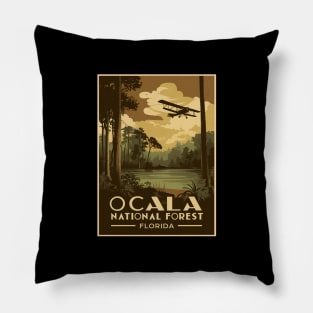 Ocala National Forest Vintage Poster Pillow