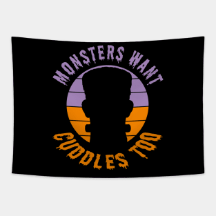 Monsters Want Cuddles Too Sunset Halloween Funny Tapestry