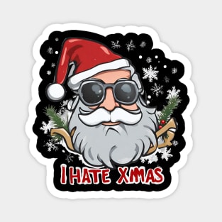 I hate christmas Santa with sunglasses xmas Magnet