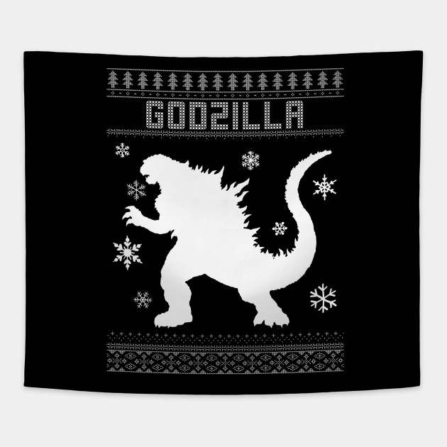 Godzilla Monster Silhouette Christmas Knit Pattern