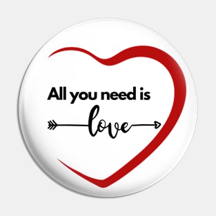 Red heart. All you need is Love Pin