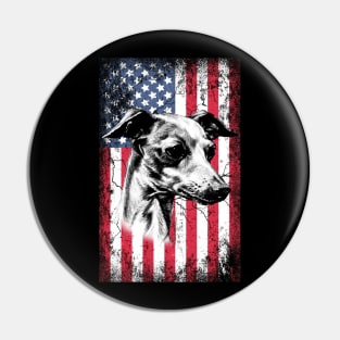 Patriotic Greyhound American Flag Pin