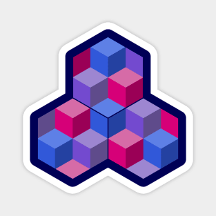 Cubes and Hexagons (Pink, Purple, Blue) Magnet
