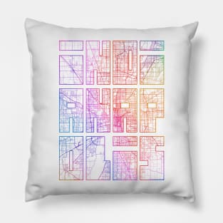 Indianapolis, USA City Map Typography - Colorful Pillow