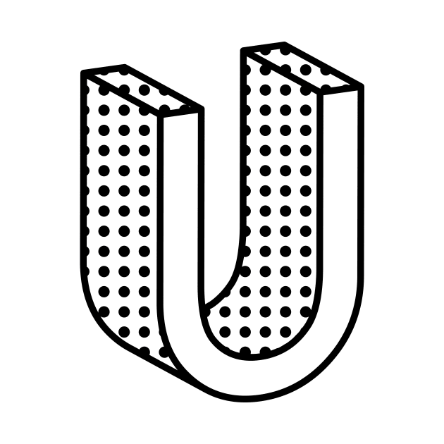3D Ben Day Dot Isometric Letter U by murialbezanson