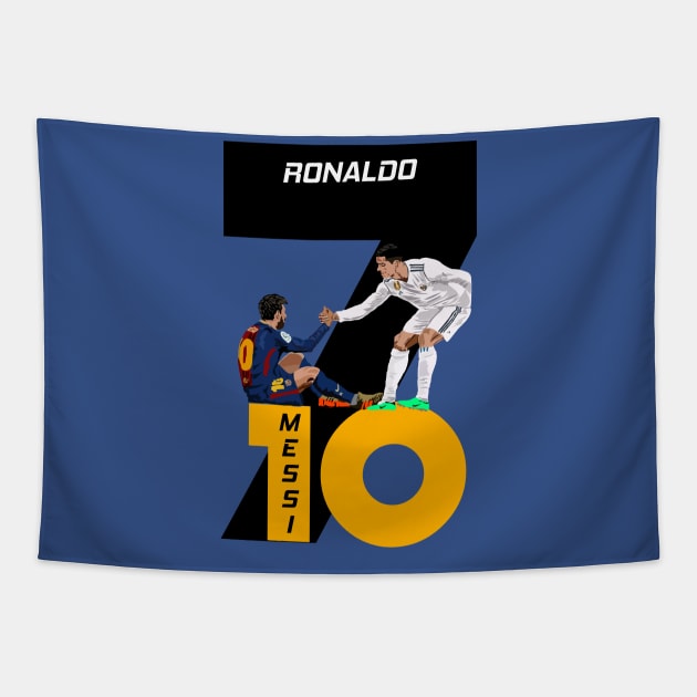 Cristiano Ronaldo and Lionel Messi Tapestry by Asepart