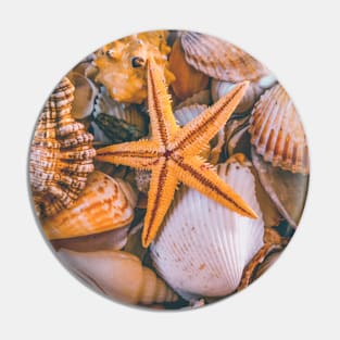 Nature Seashells Starfish Yoga Caribbean Beach Pin