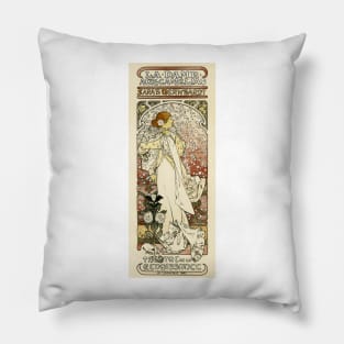 SARAH BERNHARDT Paris Theater Poster Art Nouveau by Alphonse Mucha Pillow