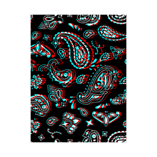 Paisley Pattern - Black & Red Glitch T-Shirt