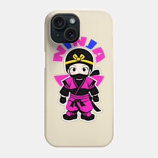 cute and happy baby girl ninja design graphic illustration by ironpalette Phone Case