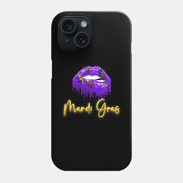 Carnival Funny Mardi Gras Lips Queen Phone Case by FirstEnergy