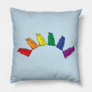 Pride Penguins Rainbow Pillow